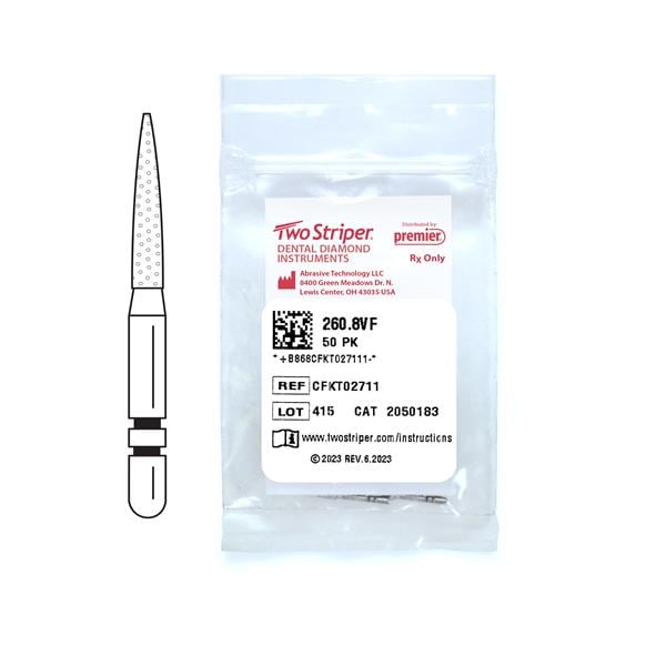 Two Striper Diamond Bur Friction Grip Very Fine 260.8VF 50/Pk thumbnail 3