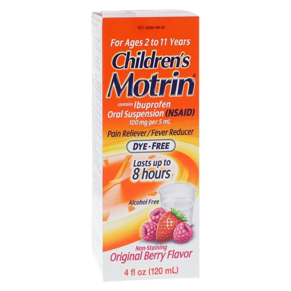 Motrin Children NSAID Suspension Dye-Free 100mg/5mL Berry 4oz/Bt, 36 BT/CA