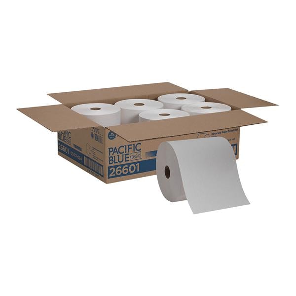 Pacific Blue Basic Hardwound Towel Roll Dsp Rcycl 1 Ply 7-7/8x800 Wt 6/Ca