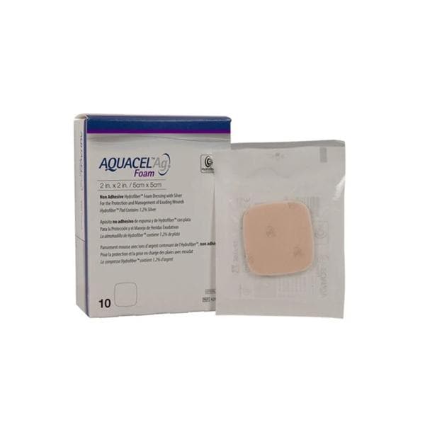 Aquacel Ag Hydrofiber Wound Dressing 2x2" Sterile Sqr Inc Slvr 1.2 NAdhs Abs LF