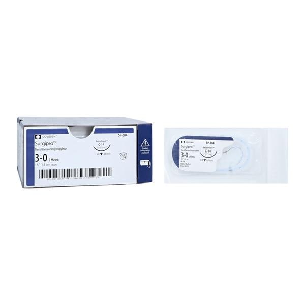 Surgipro II Suture 3-0 18" Polypropylene Monofilament C-14 Blue 36/Bx