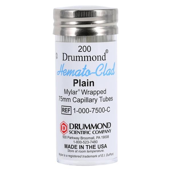HEMATO-CLAD Mylar Hematocrit Plain Tube Mylar Wrapped Glass 200/Pk, 5 PK/CA