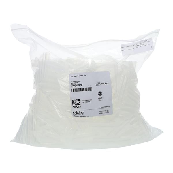 Test Tube Polypropylene 5mL 13x75mm Non-Sterile 1000/Bg, 4 BG/CA