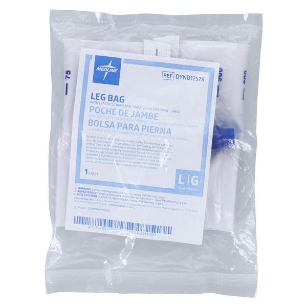Urinary Leg Bag 1100mL Disposable Anti-Reflux Valve, 48 EA/CA