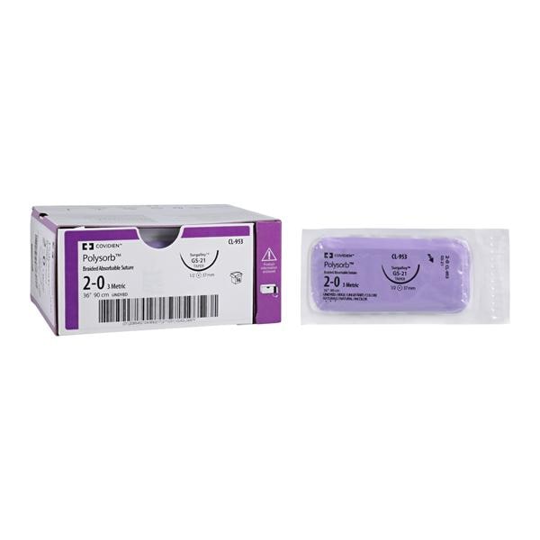 Polysorb Suture 2-0 30" Polyester Braid V-20 Undyed 36/Ca