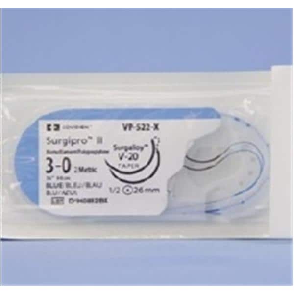 Surgipro II Suture 3-0 36" Polypropylene Monofilament V-20 Blue 36/Ca