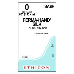 Perma-Hand Suture 0 2x60" Silk Braid Black 36/Bx