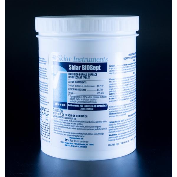 Sklar BIOSept Tablets Cleaner & Disinfectant Can Chlorine Scent 3.3 Gm 6/Ca