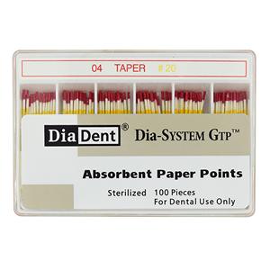 Dia-SystemGTP Paper Points Size #20 Size #20 .04 Yellow Cone 100/pk