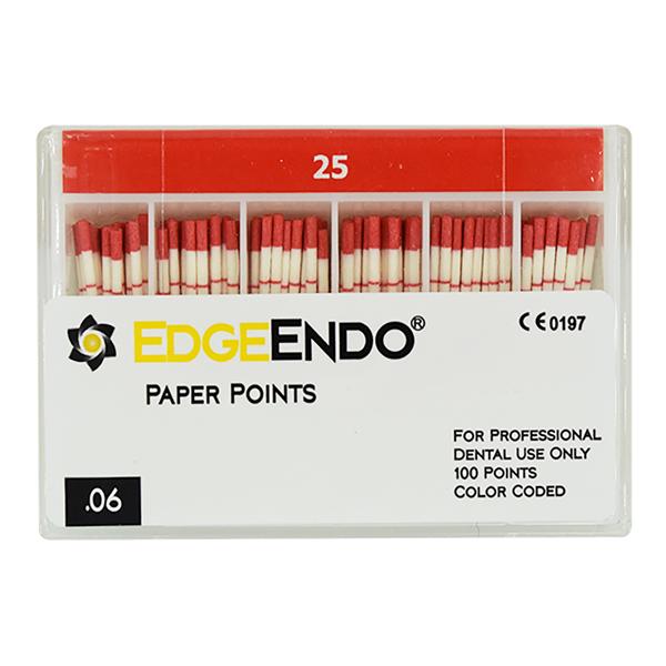 EdgeEndo Paper Points Size #25 Size #25 .06 Red Cone 100/Pk