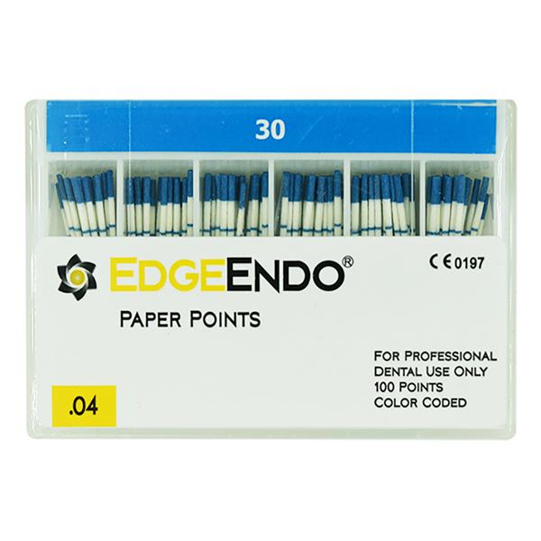 EdgeEndo Paper Points Size #30 Size #30 .04 Blue Cone 100/Pk