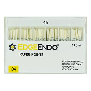 EdgeEndo Paper Points Size #45 Size #45 .04 White Cone 100/Pk