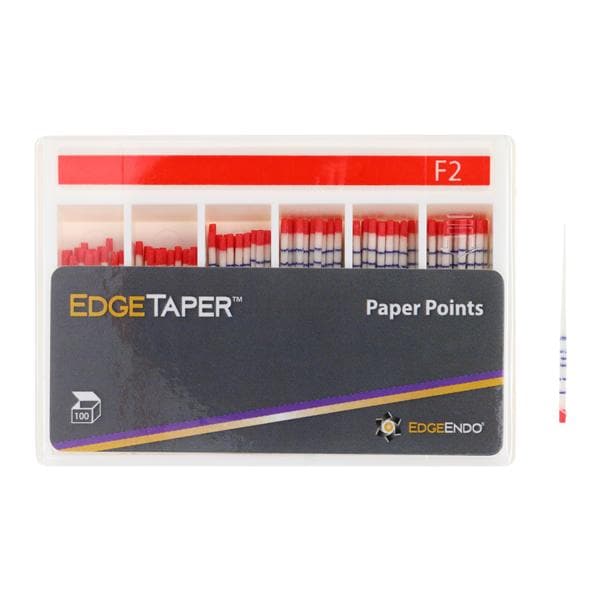 EdgeTaper Paper Points Size #25 F2 Red Cone 100/Pk