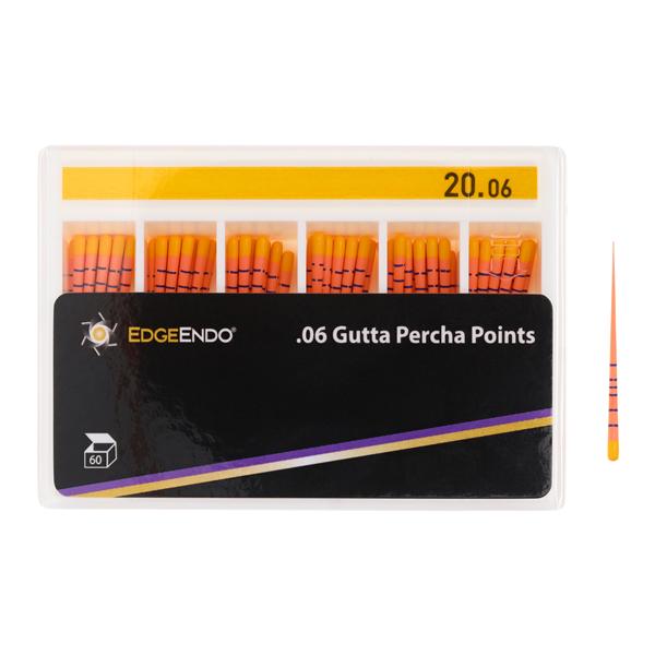 EdgeEndo Gutta Percha Points Size #20 Size #20 .06 Yellow Cone 60/Pk