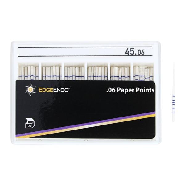 EdgeEndo Paper Points Size #45 Size #45 .06 White Cone 100/Pk