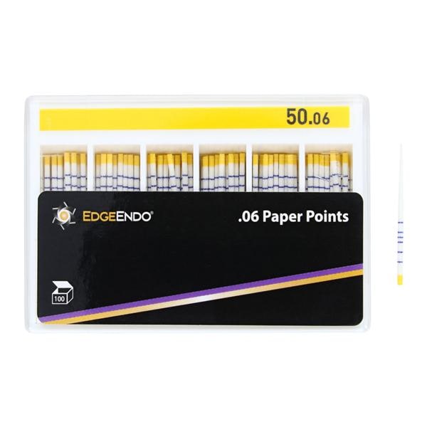 EdgeEndo Paper Points Size #50 Size #50 .06 Yellow Cone 100/Pk