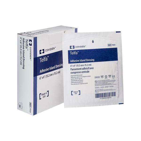 Telfa Polyester Film/Cotton Island Dressing 6x6" Sterile NAdh Adhs Abs LF