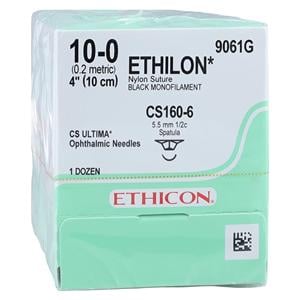 Ethilon Suture 10-0 4" Nylon Monofilament CS160-6 Black 12/Bx