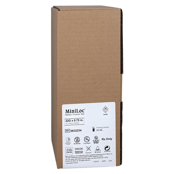 MiniLoc Infusion Set 22gx3/4" w/o Y-Injection Site 8" 20/Pk