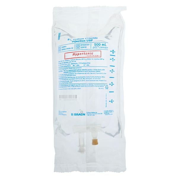 IV Injection Solution Sodium Chloride 5% 500mL Excel IV Bag Container Ea, 24 EA/CA