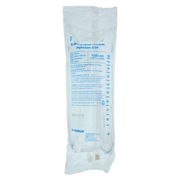 IV Injection Solution Sodium Chloride 0.45% 1000mL Excel IV Bag Container Ea