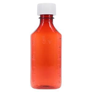 Syrup Bottle Plastic 4oz Amber Reusable 100/Ca