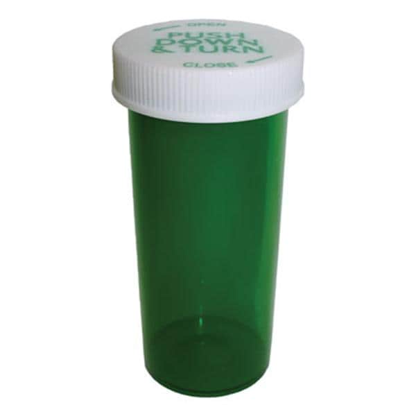 Medicine Vial Plastic 13 Dram Green Reusable 320/Ca