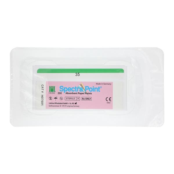 Hygenic SpectraPoint Absorbent Paper Points, Sterile, Bulk Pack, # 35, Green, 200/Pk, H07681 - Hygenic SpectraPoint Absorbent Paper Points, Sterile, Bulk Pack, # 35, Green, 200/Pk, H07681 - Image 1