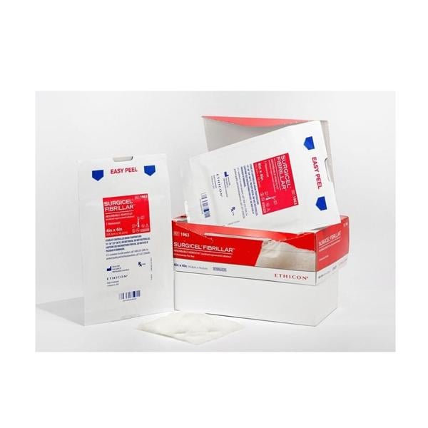 SURGICEL FIBRILLAR Hemostatic Oxidized Regenerated Cellulose Agent 4x4"