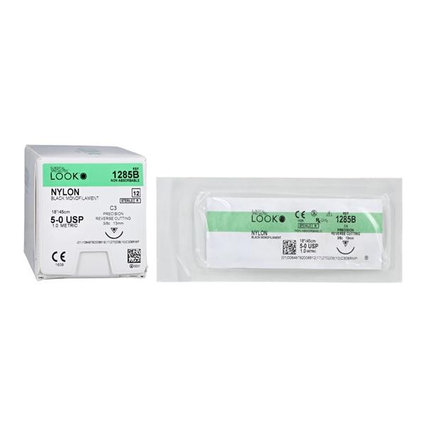 Suture 5-0 18" Nylon Monofilament C-3 Black 12/Bx product image