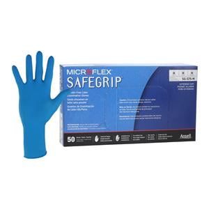 MICROFLEX SafeGrip Latex Exam Gloves Medium Blue Non-Sterile 50/Bx