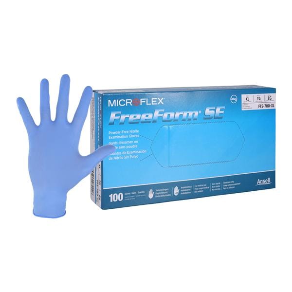 MICROFLEX FreeForm SE Nitrile Exam Gloves X-Large Blue Non-Sterile 100/Bx