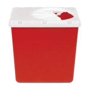Sharps Container 2.2qt Red/Clear 6-2/5x4-3/5x6-7/10" Ld Hrzntl Drp Plypro Ea
