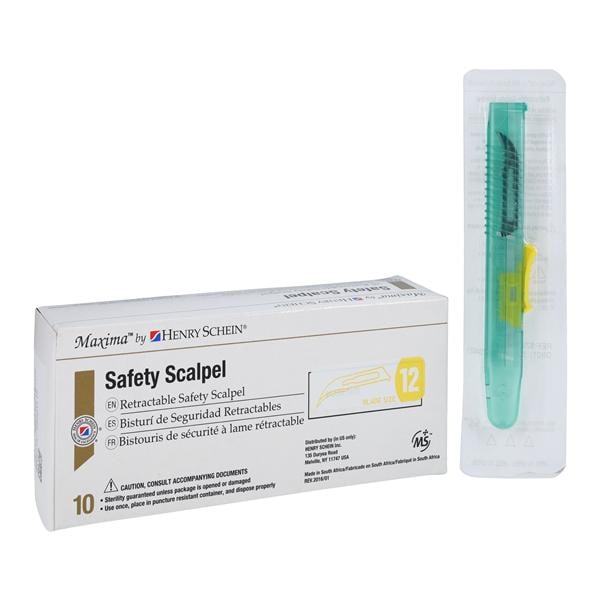 Maxima Disposable Safety Scalpel #12 Stainless Steel Sterile, 50 BX/CA