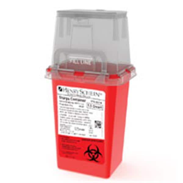 Sharps Container 1.5qt Red/Clear 5x4-3/10x9-1/5" Flip Lid Polypropylene Ea