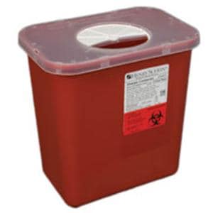Sharps Container 2gal Red/Clear 10-3/10x7x10-1/10" Rotor Lid Polypropylene Ea