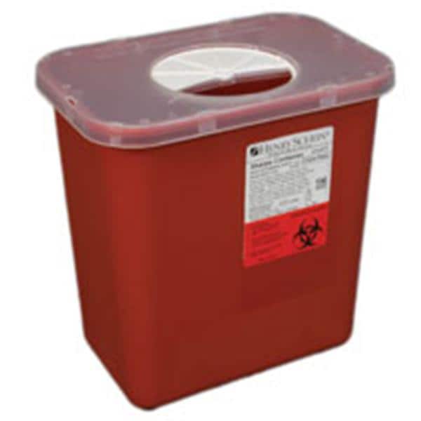 Sharps Container 2gal Red/Clear 10-3/10x7x10-1/10" Rotor Lid Polypropylene Ea