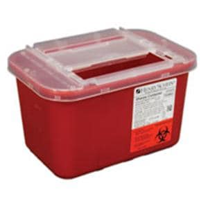Sharps Container 1gal Red/Clear 10-3/10x7x5-3/5" Sliding Lid Polypropylene Ea