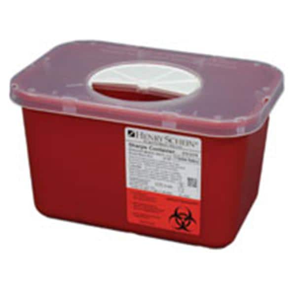 Sharps Container 1gal Red/Clear 10-3/10x7x5-3/5" Rotor Lid Polypropylene Ea