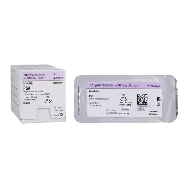 Maxima Suture 5-0 1-18" Polyglycolic Acid Braid NP-3 Undyed 12/Bx