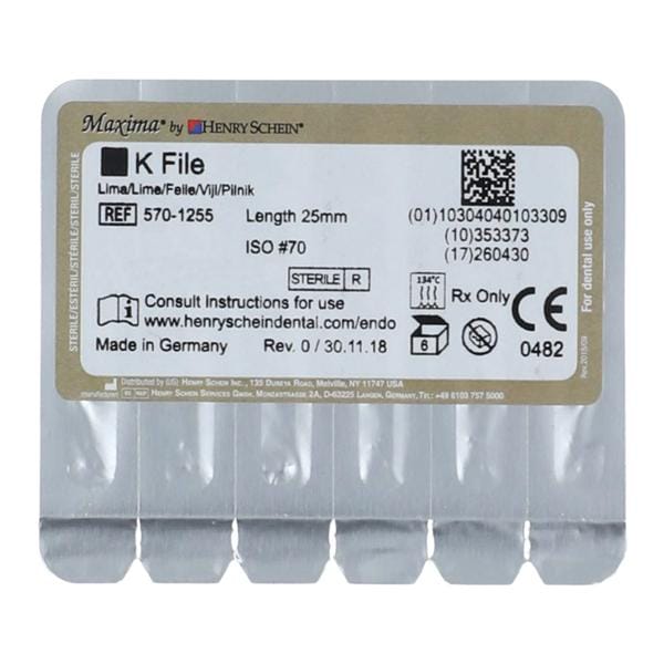 Maxima Hand K-File 25 mm Size 70 Green 6/Pk