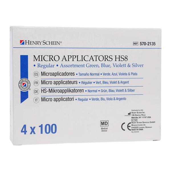 Bendable Micro Applicator Regular Assorted - Green Blue Violet Silver 400/Pk product image