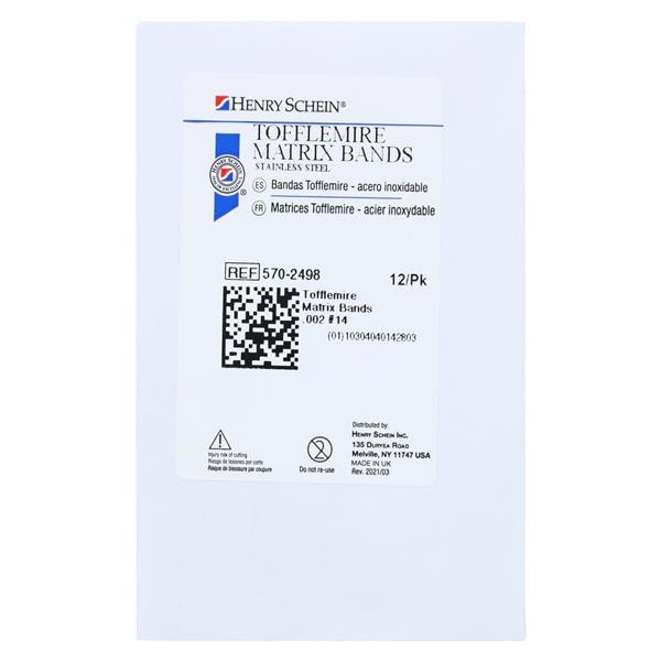 Tofflemire Matrix Bands 0.002 in 14 12/Pk