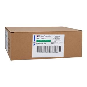 Safety Needle 21gx1" Green Safety Shield 100/Bx, 8 BX/CA