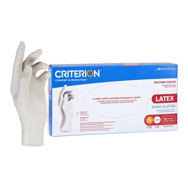 Criterion Polymer Coated Latex Exam Gloves X-Large Natural Non-Sterile 90/Bx, 10 BX/CA