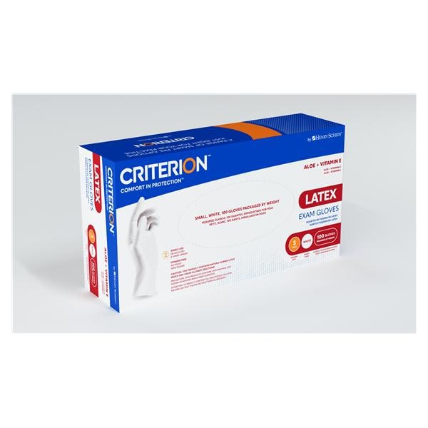 Criterion Aloe + Vitamin E Latex Exam Gloves Small Standard White Non-Sterile, 10 BX/CA