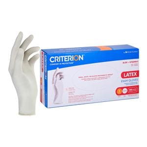 Criterion Aloe + Vitamin E Latex Exam Gloves Small White Non-Sterile 100/Bx, 10 BX/CA