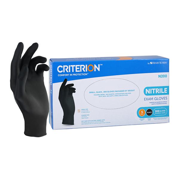 Criterion N200 Nitrile Exam Gloves Small Black Non-Sterile 200/Bx, 10 BX/CA