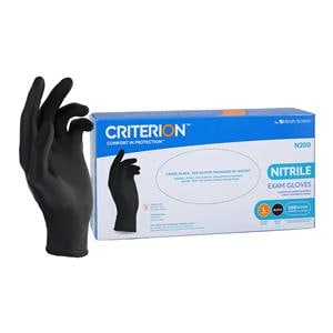 Criterion N200 Nitrile Exam Gloves Large Black Non-Sterile 200/Bx, 10 BX/CA