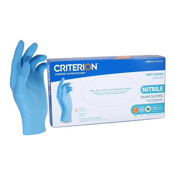 Criterion Nitrile Exam Gloves Small Blue Non-Sterile 100/Bx, 20 BX/CA
